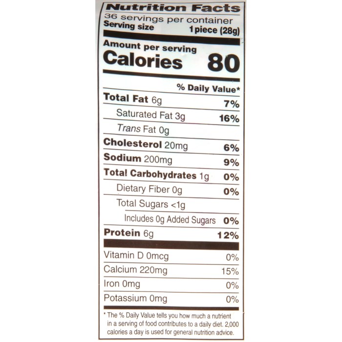 Nutrition Facts String Cheese The Lowdown