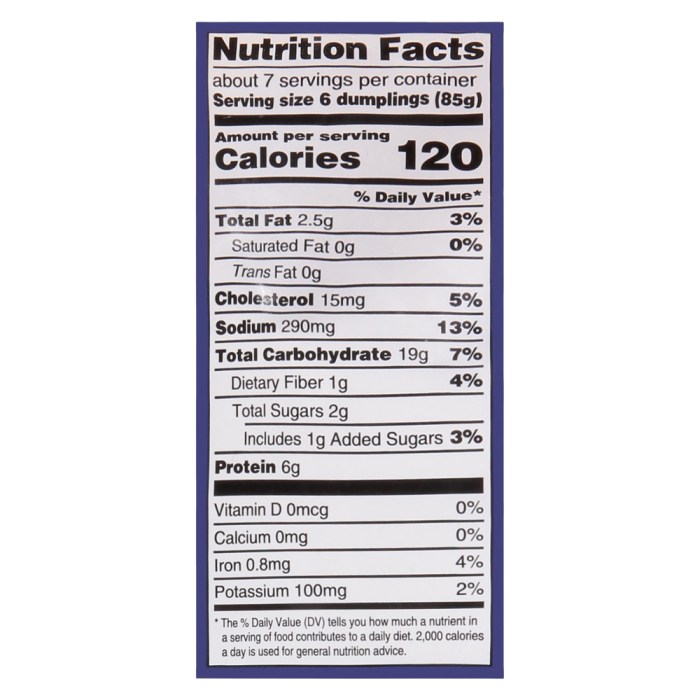 Ling ling potstickers nutrition facts