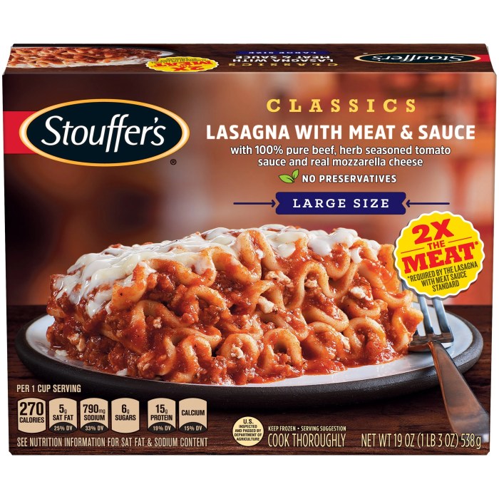 Stouffers Family Size Lasagna Nutrition Facts