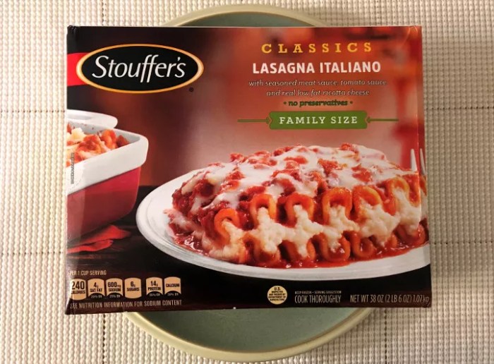 Stouffer's family size lasagna nutrition facts